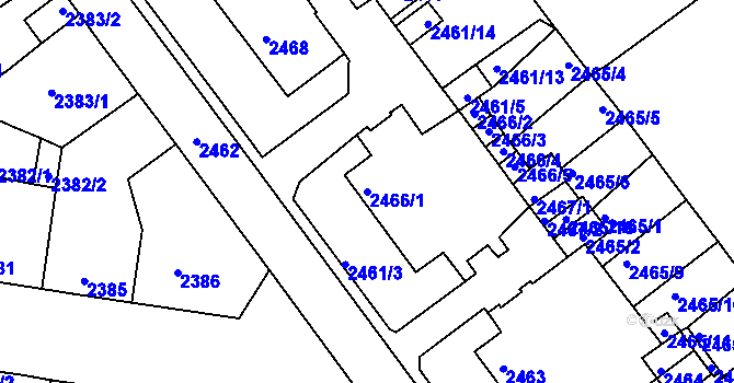 Parcela st. 2466/1 v KÚ Tachov, Katastrální mapa