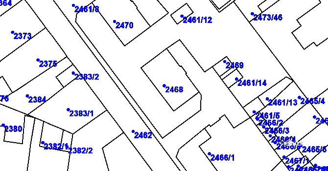 Parcela st. 2468 v KÚ Tachov, Katastrální mapa