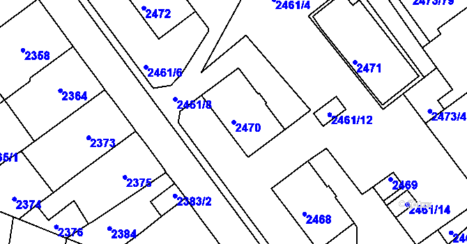 Parcela st. 2470 v KÚ Tachov, Katastrální mapa