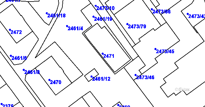 Parcela st. 2471 v KÚ Tachov, Katastrální mapa