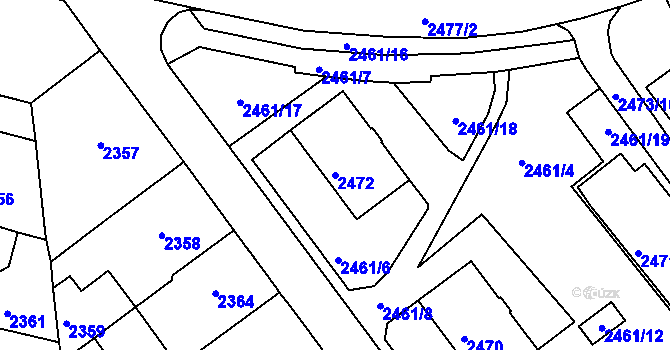 Parcela st. 2472 v KÚ Tachov, Katastrální mapa