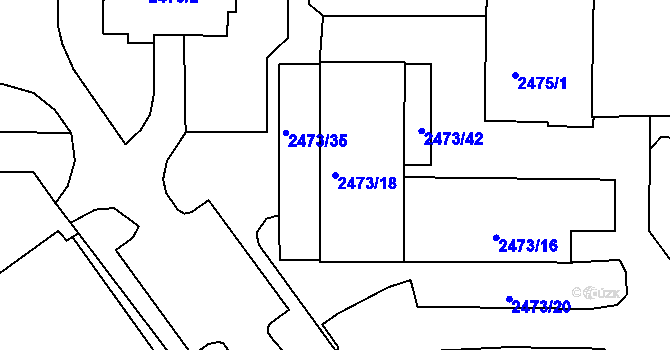 Parcela st. 2473/18 v KÚ Tachov, Katastrální mapa
