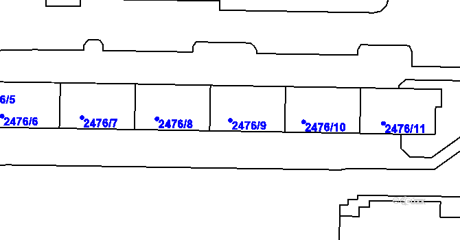 Parcela st. 2476/9 v KÚ Tachov, Katastrální mapa