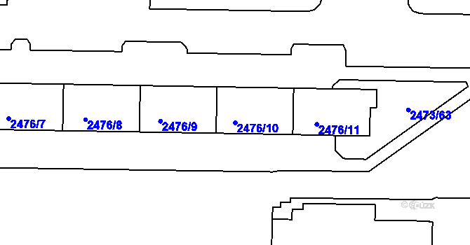 Parcela st. 2476/10 v KÚ Tachov, Katastrální mapa