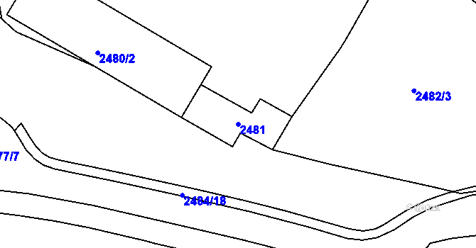Parcela st. 2481 v KÚ Tachov, Katastrální mapa