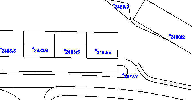 Parcela st. 2483/6 v KÚ Tachov, Katastrální mapa