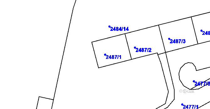 Parcela st. 2487/1 v KÚ Tachov, Katastrální mapa