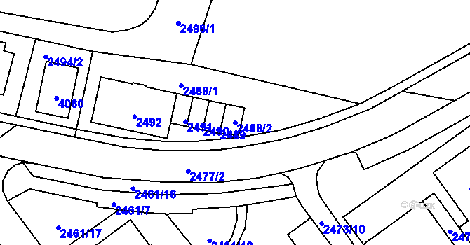 Parcela st. 2488/2 v KÚ Tachov, Katastrální mapa