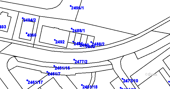 Parcela st. 2489 v KÚ Tachov, Katastrální mapa