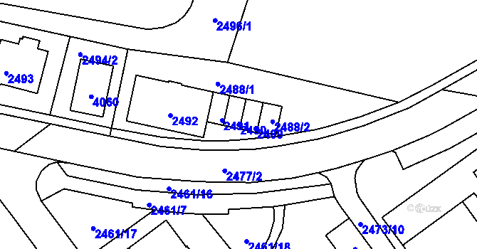 Parcela st. 2490 v KÚ Tachov, Katastrální mapa