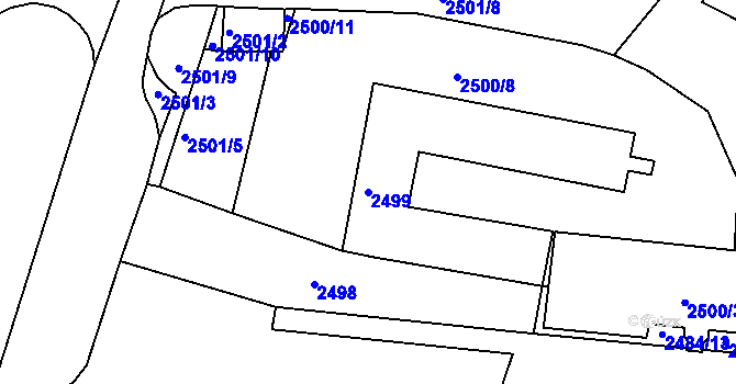 Parcela st. 2499 v KÚ Tachov, Katastrální mapa
