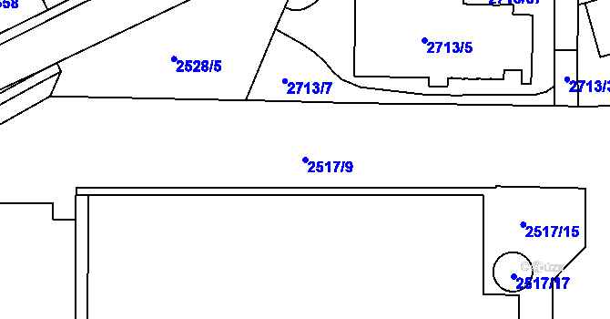 Parcela st. 2517/9 v KÚ Tachov, Katastrální mapa
