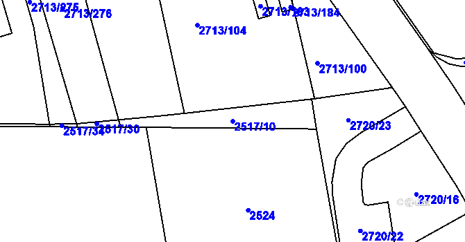 Parcela st. 2517/10 v KÚ Tachov, Katastrální mapa