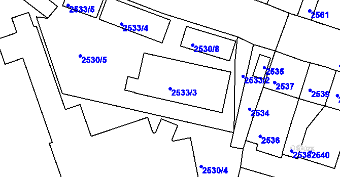 Parcela st. 2533/3 v KÚ Tachov, Katastrální mapa