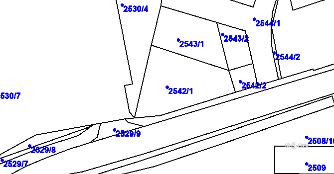 Parcela st. 2542/1 v KÚ Tachov, Katastrální mapa