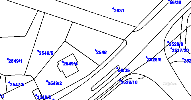 Parcela st. 2548 v KÚ Tachov, Katastrální mapa