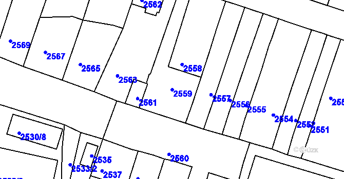 Parcela st. 2559 v KÚ Tachov, Katastrální mapa