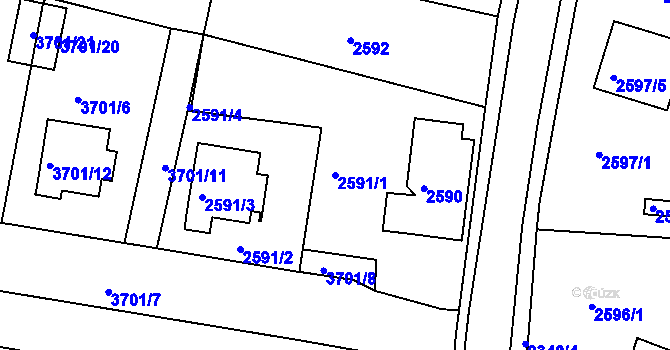 Parcela st. 2591/1 v KÚ Tachov, Katastrální mapa