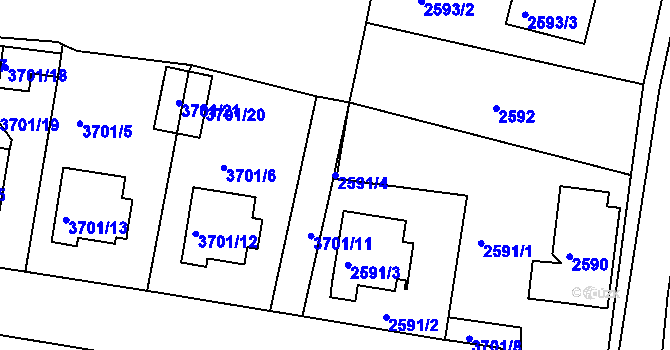 Parcela st. 2591/4 v KÚ Tachov, Katastrální mapa