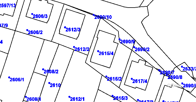 Parcela st. 2615/4 v KÚ Tachov, Katastrální mapa