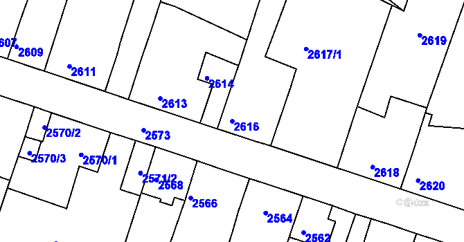 Parcela st. 2616 v KÚ Tachov, Katastrální mapa