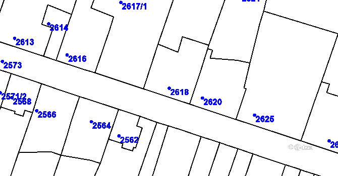 Parcela st. 2618 v KÚ Tachov, Katastrální mapa