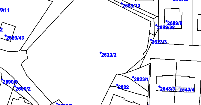 Parcela st. 2623/2 v KÚ Tachov, Katastrální mapa