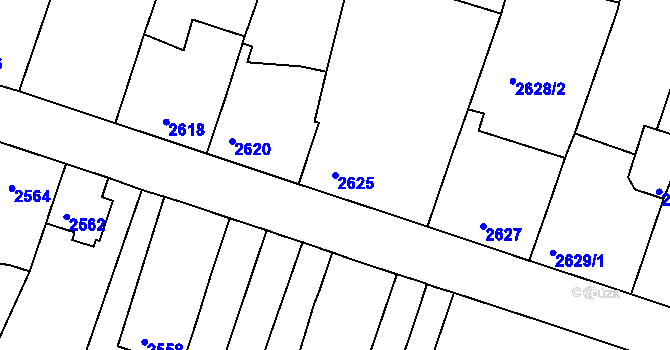 Parcela st. 2625 v KÚ Tachov, Katastrální mapa