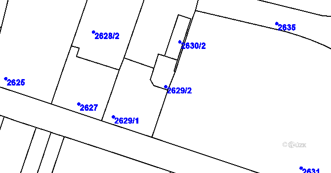 Parcela st. 2629/2 v KÚ Tachov, Katastrální mapa