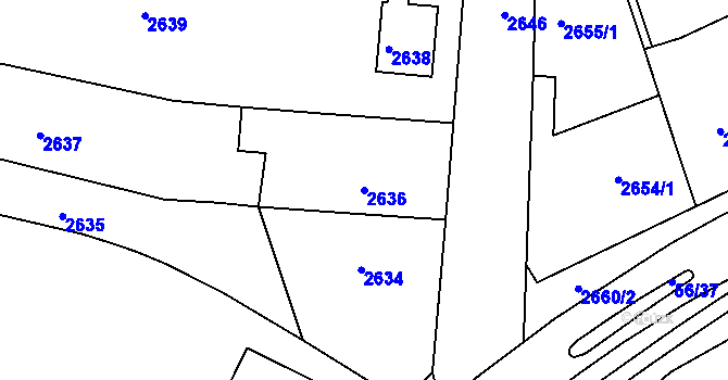 Parcela st. 2636 v KÚ Tachov, Katastrální mapa