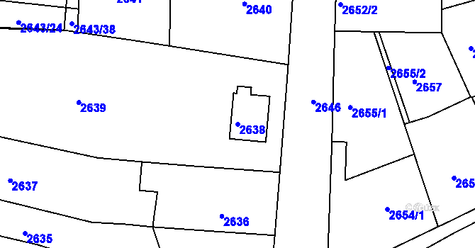 Parcela st. 2638 v KÚ Tachov, Katastrální mapa