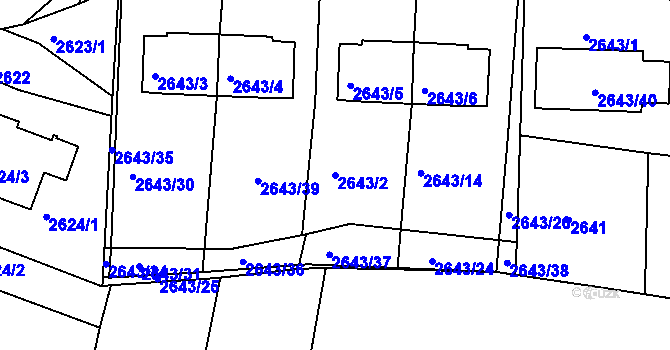 Parcela st. 2643/2 v KÚ Tachov, Katastrální mapa