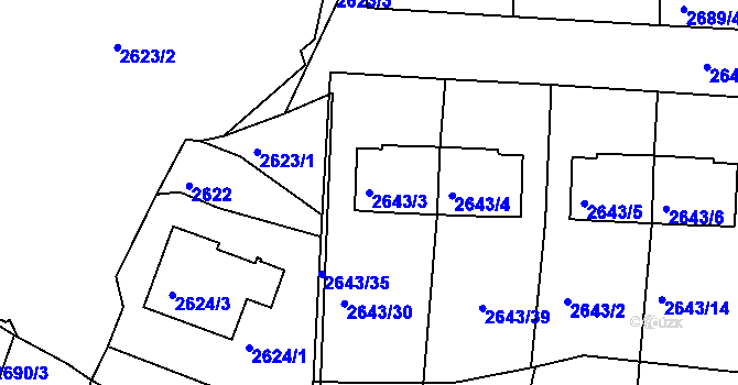 Parcela st. 2643/3 v KÚ Tachov, Katastrální mapa