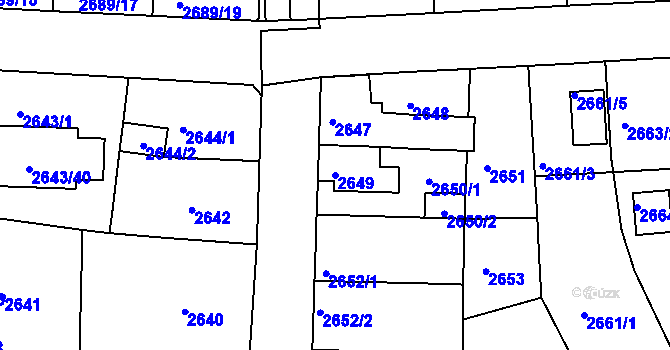 Parcela st. 2649 v KÚ Tachov, Katastrální mapa