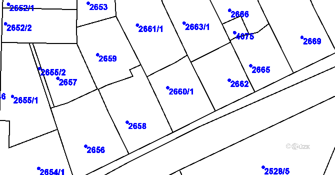 Parcela st. 2660/1 v KÚ Tachov, Katastrální mapa