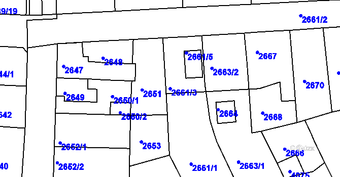 Parcela st. 2661/3 v KÚ Tachov, Katastrální mapa