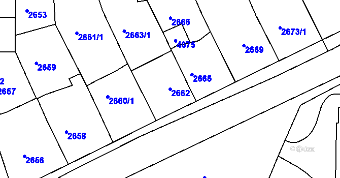 Parcela st. 2662 v KÚ Tachov, Katastrální mapa