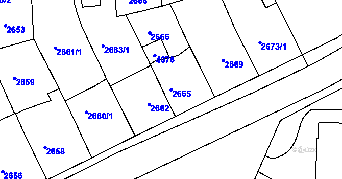 Parcela st. 2665 v KÚ Tachov, Katastrální mapa