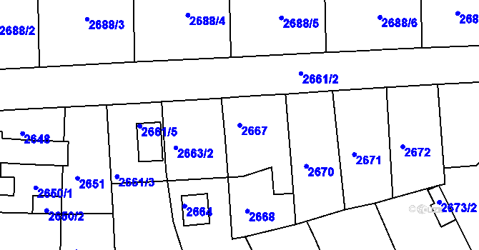 Parcela st. 2667 v KÚ Tachov, Katastrální mapa