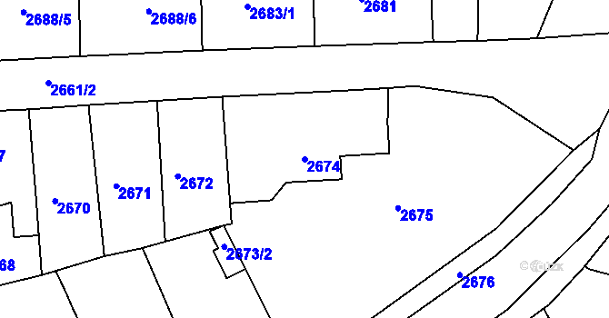 Parcela st. 2674 v KÚ Tachov, Katastrální mapa