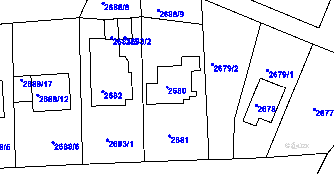 Parcela st. 2680 v KÚ Tachov, Katastrální mapa