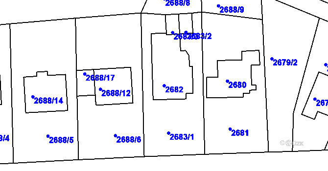 Parcela st. 2682 v KÚ Tachov, Katastrální mapa