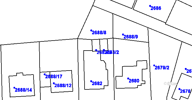 Parcela st. 2683/3 v KÚ Tachov, Katastrální mapa