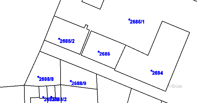 Parcela st. 2686 v KÚ Tachov, Katastrální mapa