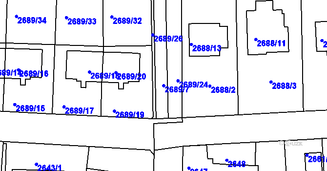 Parcela st. 2689/7 v KÚ Tachov, Katastrální mapa