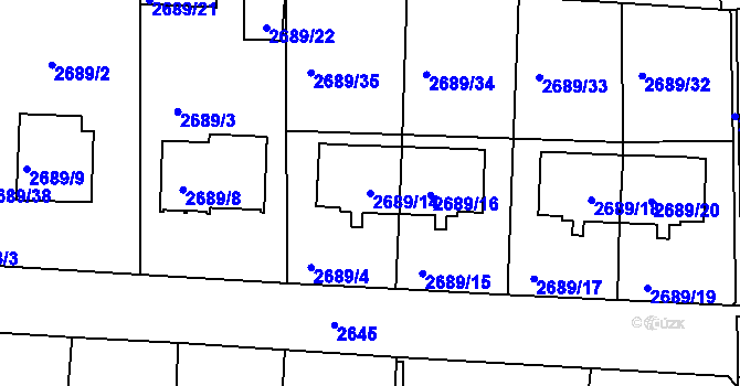 Parcela st. 2689/14 v KÚ Tachov, Katastrální mapa