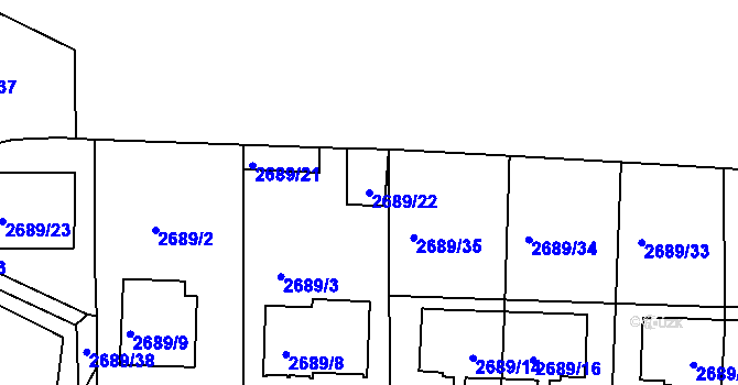 Parcela st. 2689/22 v KÚ Tachov, Katastrální mapa