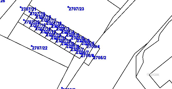 Parcela st. 2705/4 v KÚ Tachov, Katastrální mapa