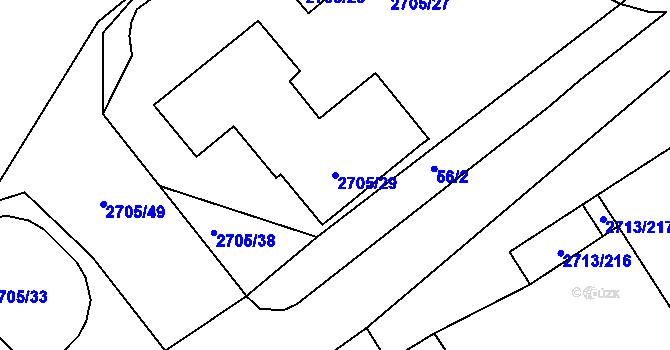 Parcela st. 2705/29 v KÚ Tachov, Katastrální mapa