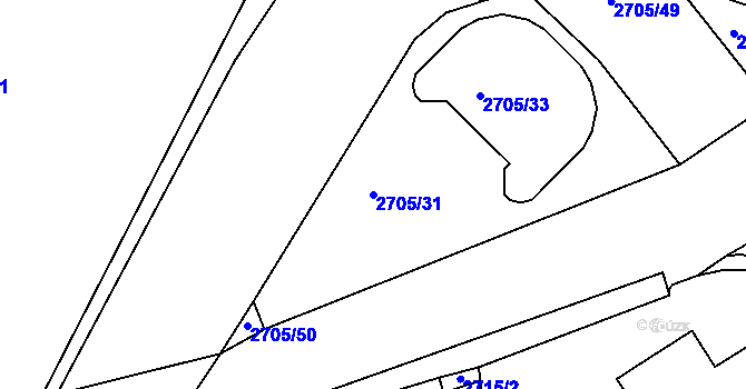 Parcela st. 2705/31 v KÚ Tachov, Katastrální mapa